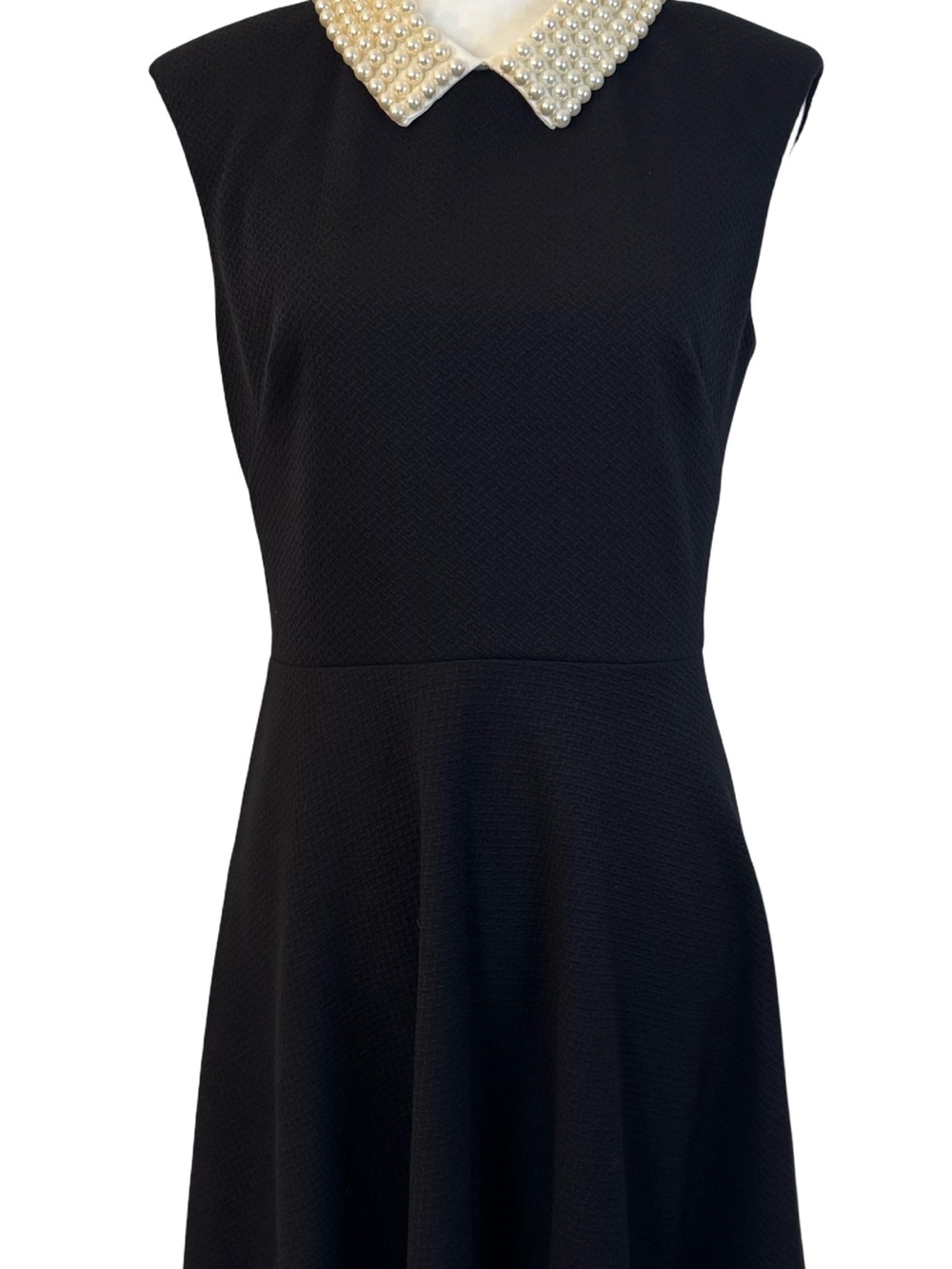 Betsey Johnson Black Fit-and-Flare Dress with Pearl Collar
